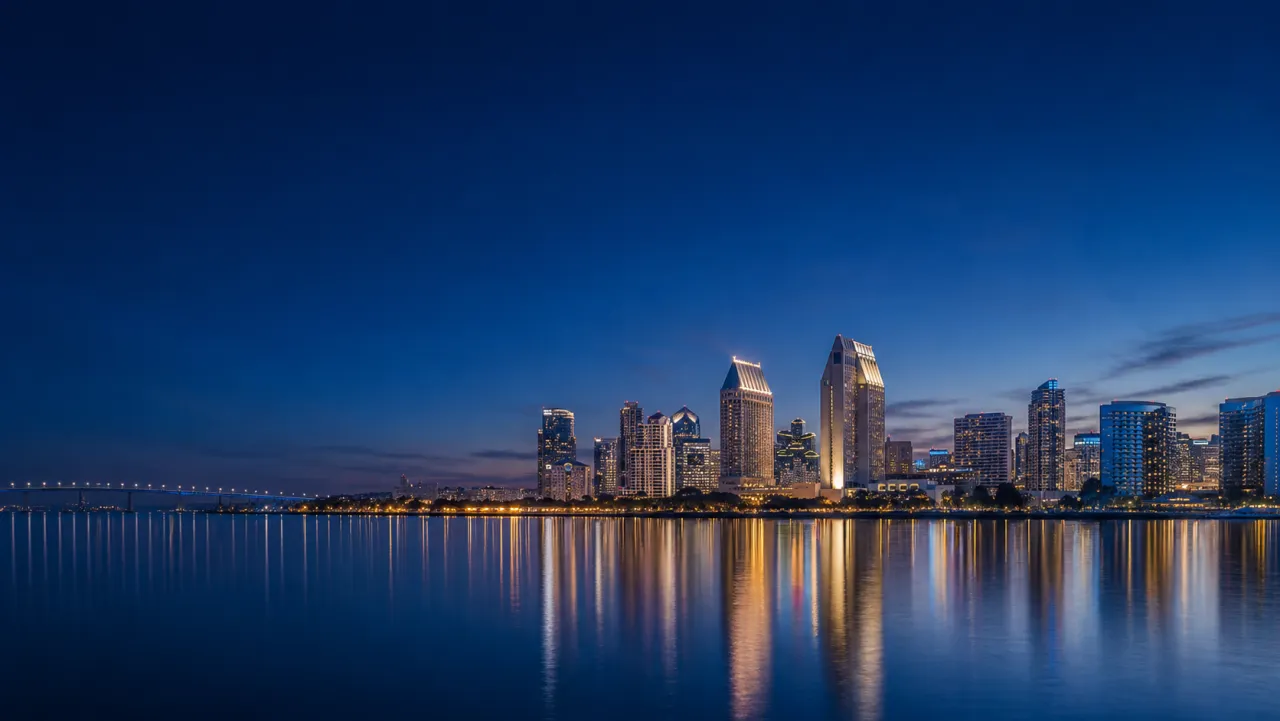 San Diego Bay skyline at blue hour representing California Apostille document assistance